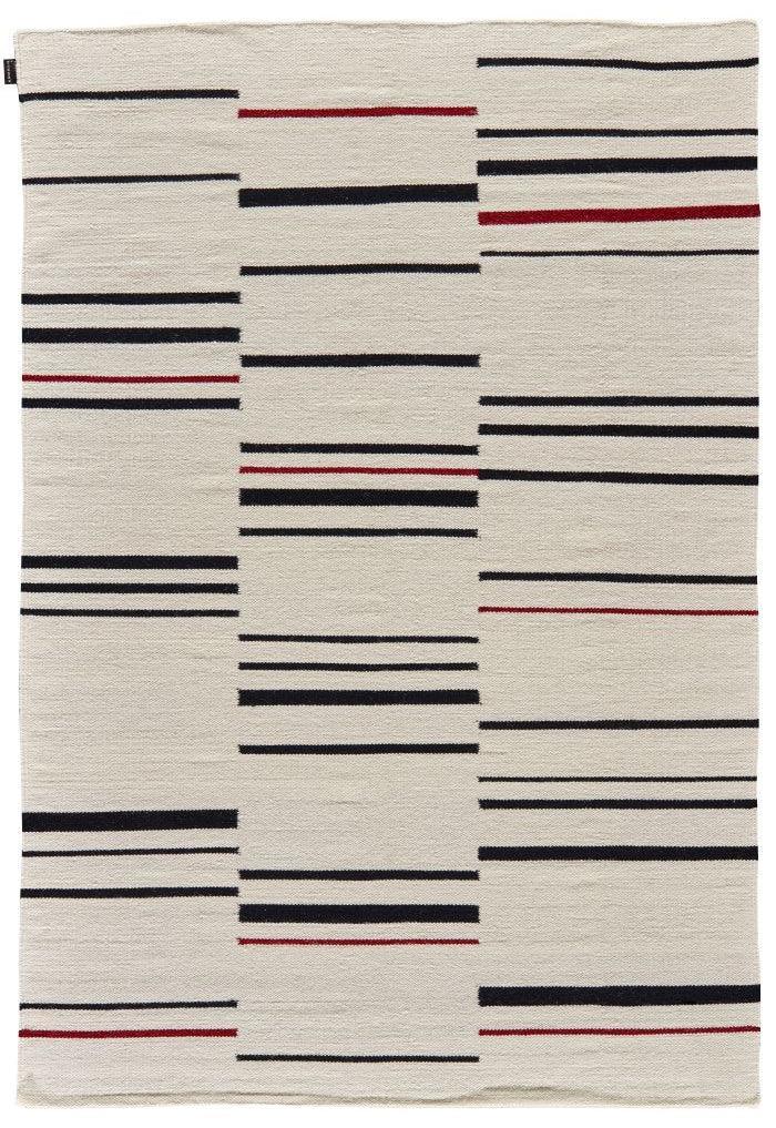 Alfombra bereber marfil, negro y rojo de lana – Hazara – vista completa de la alfombra
