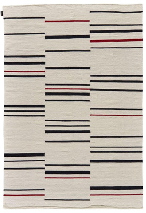 Hazara – Elfenbeinfarbener, schwarzer und roter Wollteppich – Moderne Teppiche zu Outletpreisen – Bel-Deco