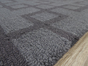 Promotion grand tapis gris et chic à motifs géométriques  100% laine
