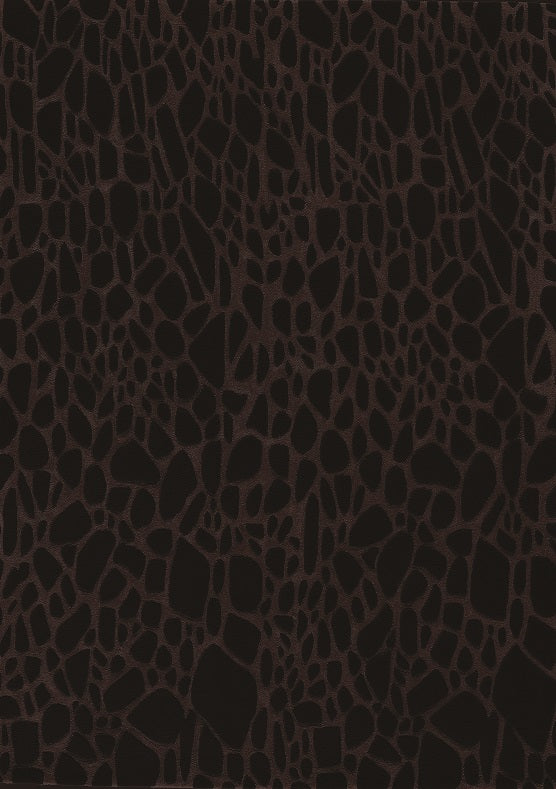 Elégant tapis noir à motifs géométriques en laine et viscose