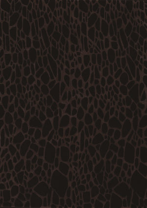 Elegant zwart vloerkleed met geometrische patronen, gemaakt van wol en viscose.