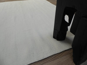 Tapis tissé plat uni blanc 100% laine de Nouvelle Zélande tissé main