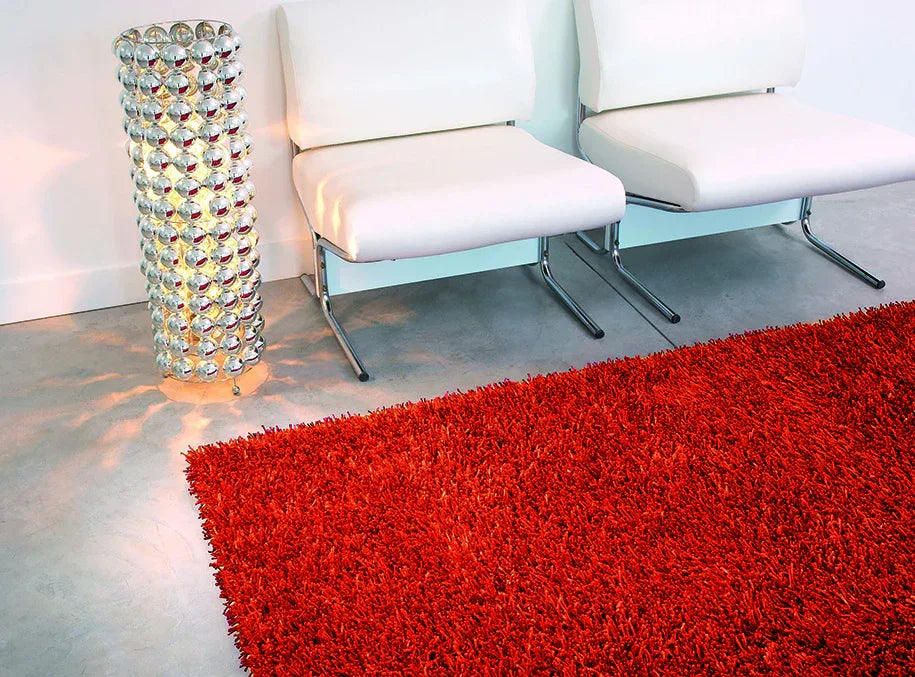 Grand Tapis Electra – Orange Uni Shaggy – Tissé Main - Tapis Contemporains à Prix Outlet - Bel-Deco