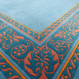 Teppich Blau Floral aus Wolle und Seide – Kathmandu – Detail der Kante