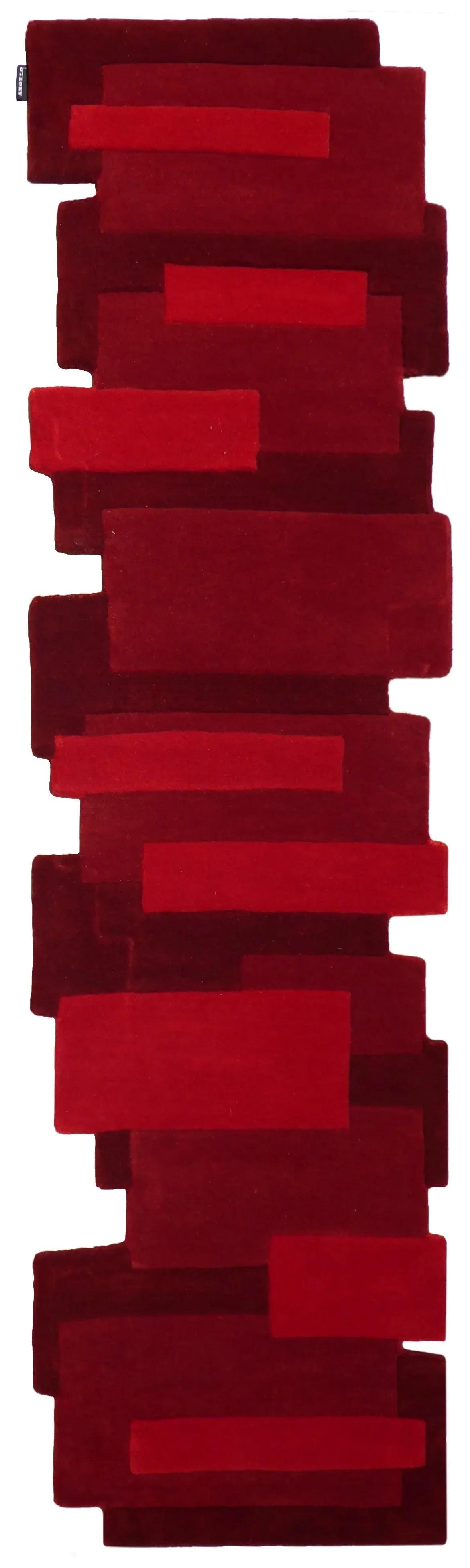 Red Wool Runner Rug – Mola – full view of the rug