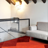Teppich Rot Geometrisch aus Wolle – Panama, im Wohnzimmer