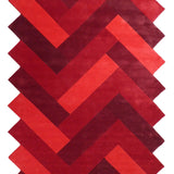Teppich Rot Geometrisch aus Wolle – Panama – Gesamtansicht des Teppichs