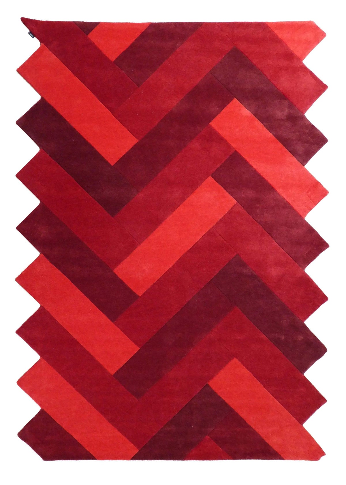 Teppich Rot Geometrisch aus Wolle – Panama – Gesamtansicht des Teppichs