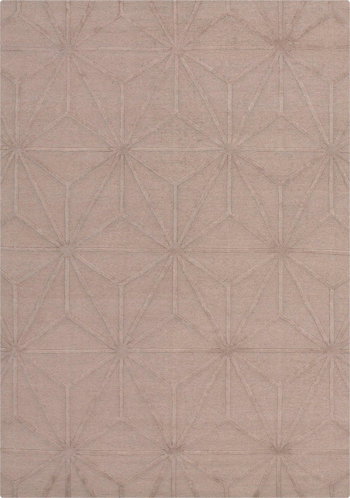 Alfombra beige de lino anudada a mano – Legend – vista completa de la alfombra