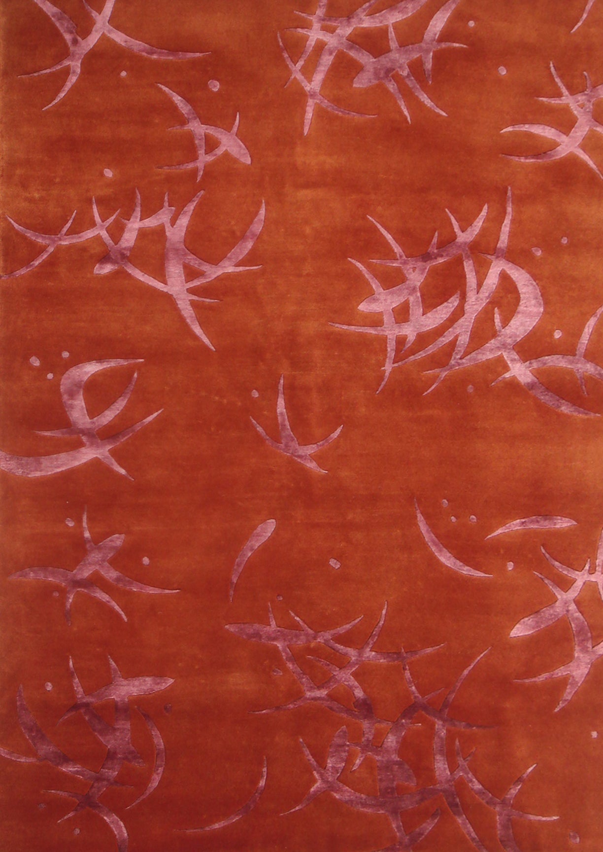 Promotion grand tapis à motif orange en laine de Nouvelle-Zélande et viscose