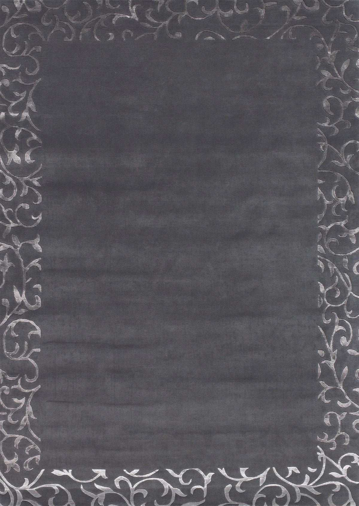 Tapis gris en laine et viscose – Sydney : vue d'ensemble du tapis