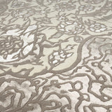 Vloerkleed beige bloemenmotief van wol en viscose – Sydney – detail van de weving
