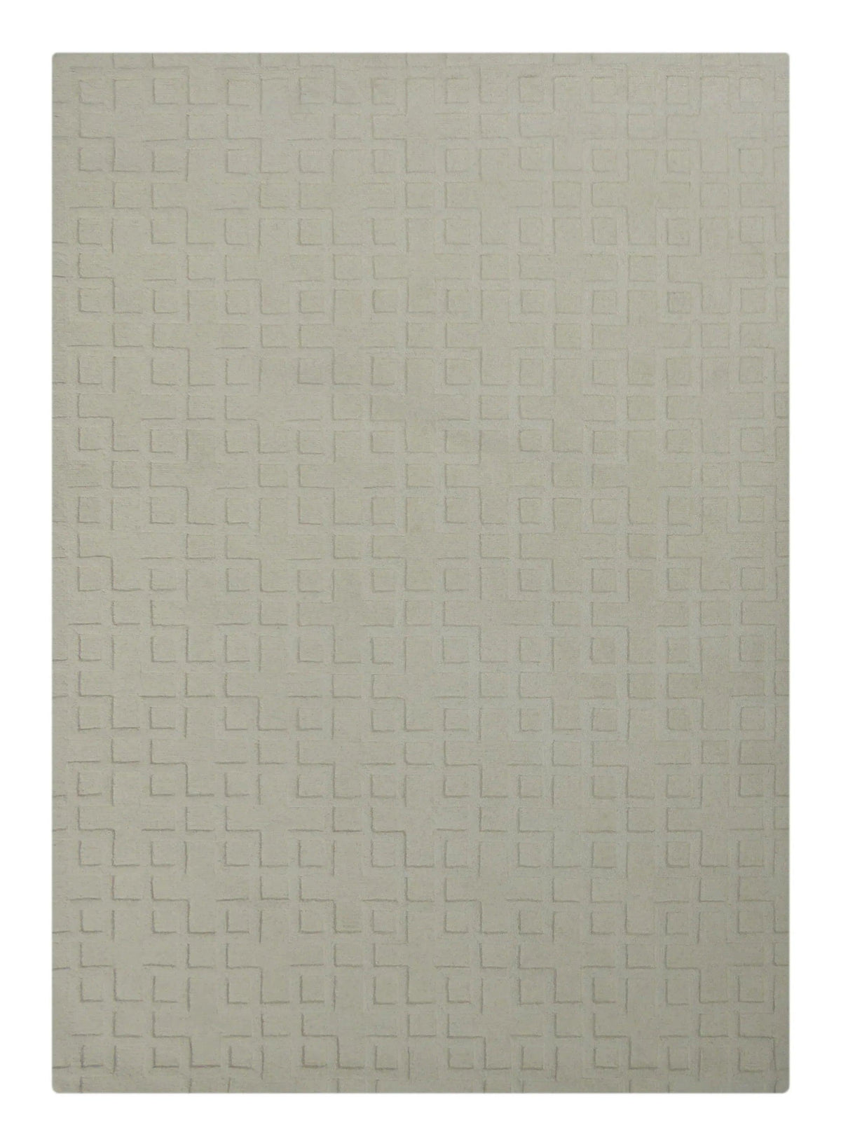 Tapis géométrique blanc en laine – Imbricubes : vue d'ensemble du tapis