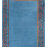 Teppich Blau Floral aus Wolle und Seide – Kathmandu – Gesamtansicht des Teppichs