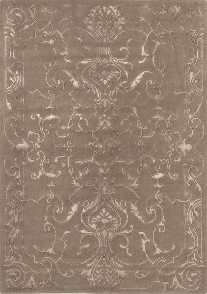 Tapis floral gris-beige en laine et viscose – Sydney : vue d'ensemble du tapis