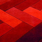 Teppich Rot Geometrisch aus Wolle – Panama – Detail der Webstruktur