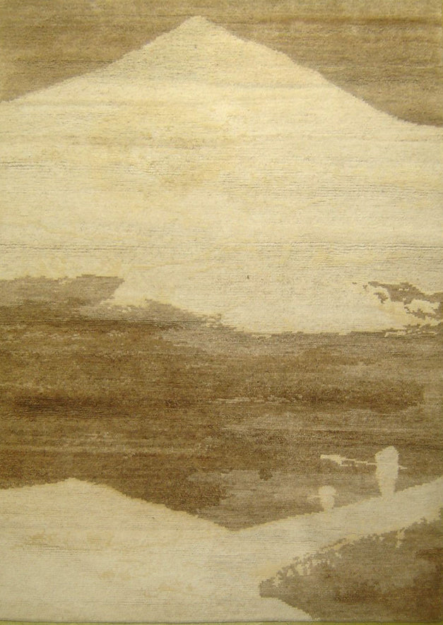 Tapis raffiné 100% ortie abstrait beige marron