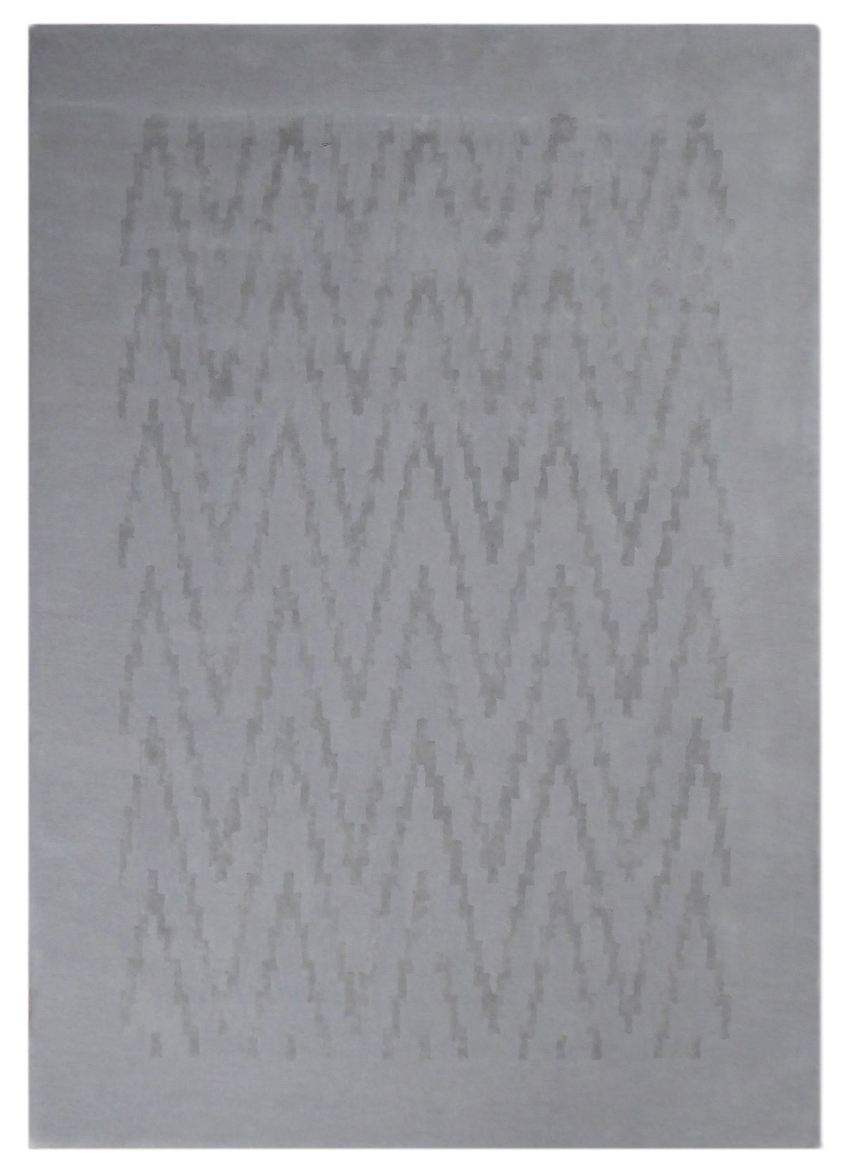 Light Grey Wool and Viscose Rug – Ikat – full view of the rug