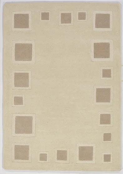 Beige Geometric Wool Rug – Elements – full view of the rug