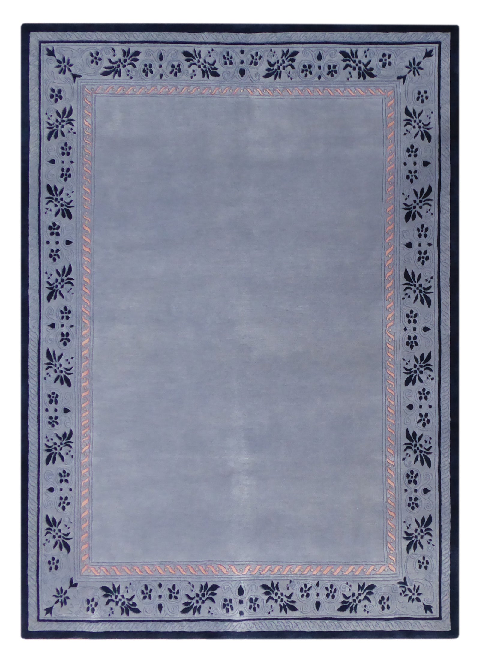 Tapis floral en laine & soie noué à la main