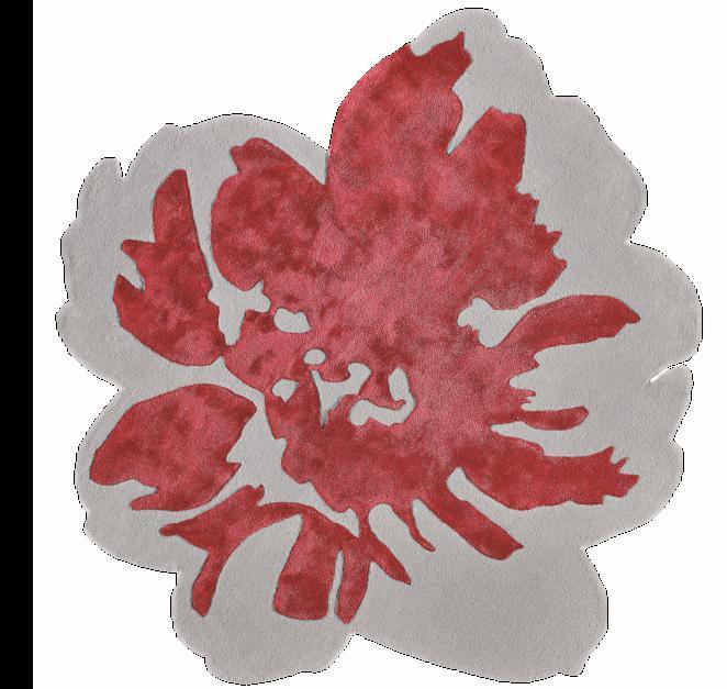 Teppich Rosa und Weiß aus Wolle und Viskose rund – Spring – Gesamtansicht des Teppichs