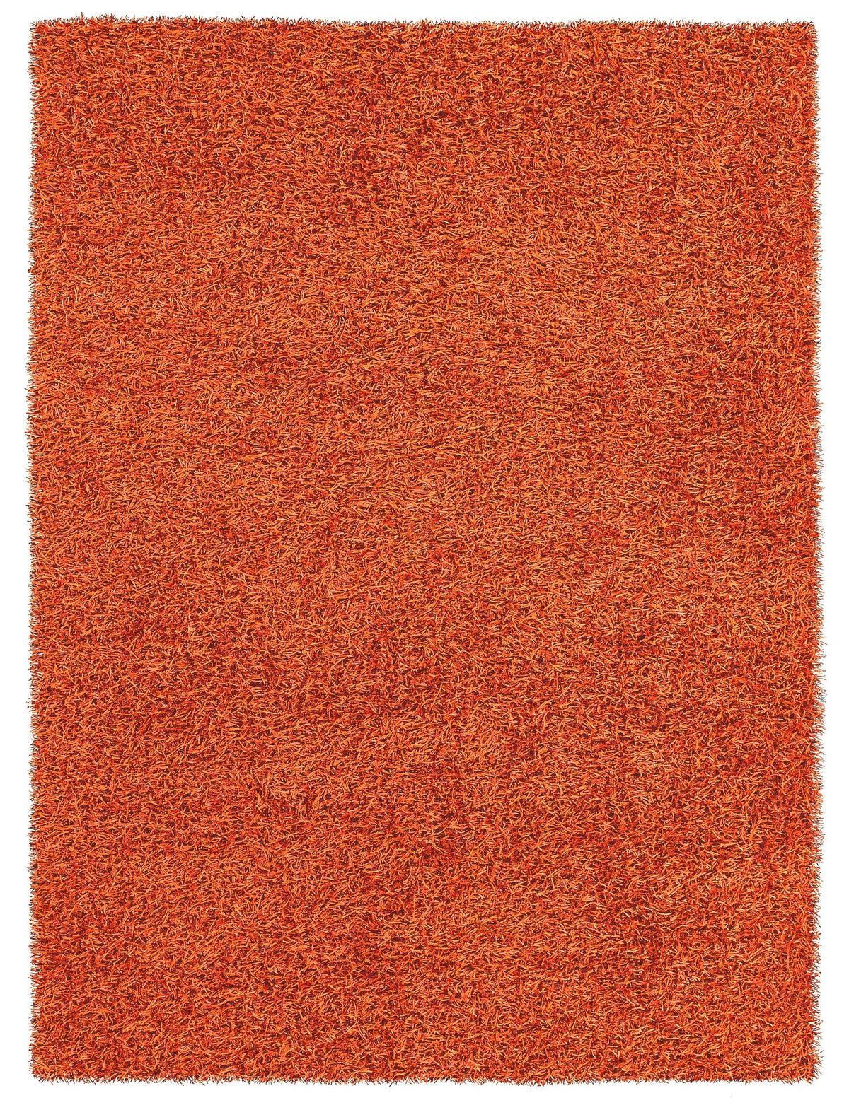Tapis orange à poils longs en polyester – Electra : vue d'ensemble du tapis